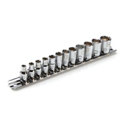 JSP78167 image(0) - J S Products (steelman) 12-Piece 1/4-Inch Drive Shallow Depth 6-Point Chrome Metric Socket Set
