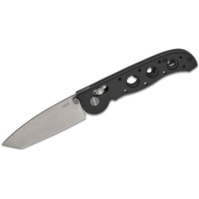 CRKM16-02X image(0) - CRKT (Columbia River Knife) M16-02X D2 Stonewash Plain Blade Folding Knife with Crossbar Lock Grivory Handle - Black