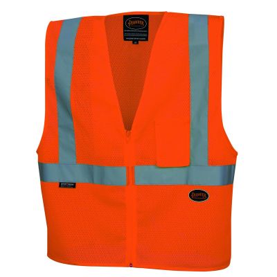 SRWV1060450U-L image(0) - Pioneer Zip-Up Safety Vest  - Color:  Hi-Vis Orange  - Size: L