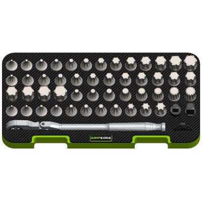 GETMDDB52S image(0) - GripEdge Tools 52-PC 3/8" Drive Low Profile Master Dual Action Driver (DAD) Set
