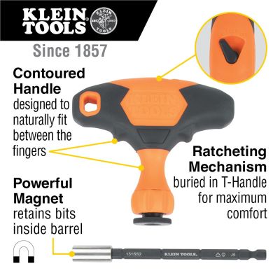 KLE33804 image(1) - Klein Tools ProFlex Impact-Rated Interchangeable Ratcheting T-Handle Set, 23-Piece
