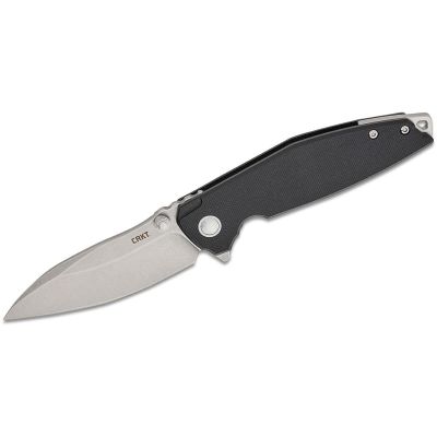 CRK2540 image(0) - CRKT (Columbia River Knife) Ibis D2 Stonewash Plain Blade Folding Knife with Liner Lock G10 Handle - Black