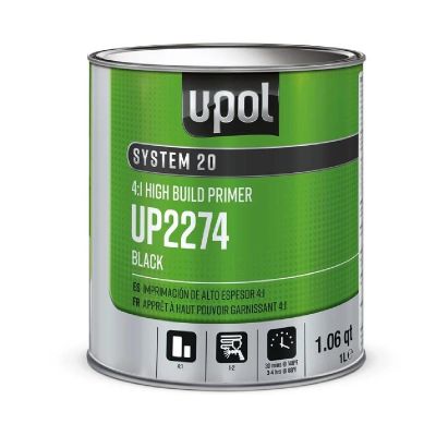 UPO2274 image(0) - U Pol Products SYSTEM 20 National Rule 4:1 High Build Primer - 1 Liter Tin - Black