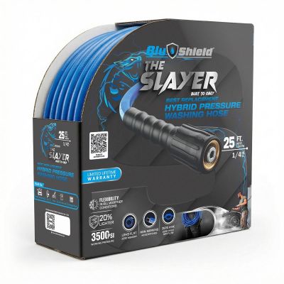 BLBPWHY1425 image(0) - BluBird Blu Shield The Slayer Hybrid Pressure Washing Hose 1/4" X 25'-Blue