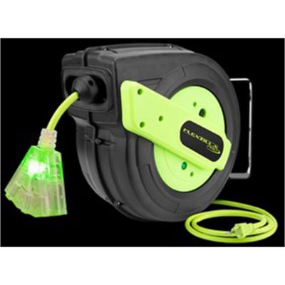 LEGFZ8120603 image(0) - Legacy Manufacturing Flexzilla Pro Retractable Extension Cord Reel, 60', 12/3 AWG SJTOW, Grounded Triple Tap Outlet, Indoor/Dry Locations