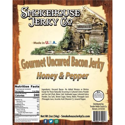 THS602822-749916 image(0) - Tender Heifer Snack Co. Honey Pepper Bacon Jerky - GLUTEN FREE - 2oz
