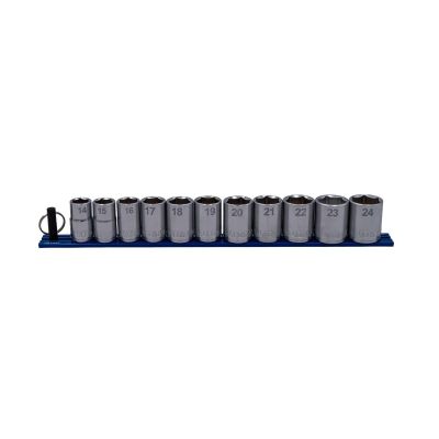 VIMSM800 image(0) - VIM Tools 11 PC. 1/2'' DR. METRIC SOCKET SET W/ 13" BLUE MAGRAILINCLUDES: 14 - 24MM