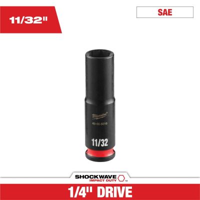MLW49-66-6016 image(0) - Milwaukee Tool SHOCKWAVE&trade; Impact Duty 1/4" Drive 11/32" Deep 6 Point Socket