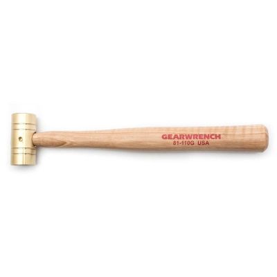 KDT81-111G image(0) - GearWrench 1 Pound Brass Hammer with Hickory Handle