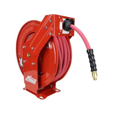MIL2790-50D image(0) - Milton Retractable Air Hose Reel, 1/2-in MNPT X 50 ft EPDM Hose, 300 PSI, Ceiling/Wall Mount Steel Dual-Arm Air Compressor Hose Reels, For Tradesmen & Automotive