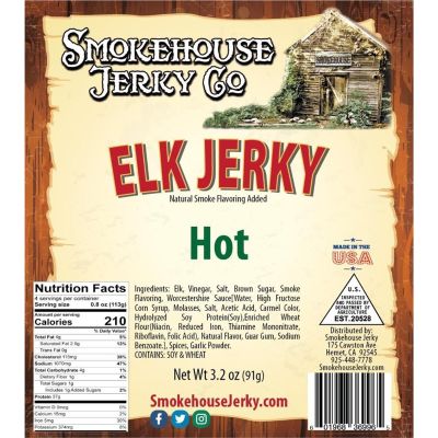 THS369965 image(0) - Tender Heifer Snack Co. Elk Hot Exotic Jerky - 3.2 Ounce