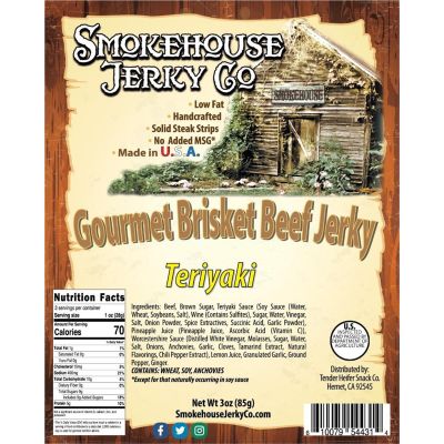 THS544311 image(0) - Tender Heifer Snack Co. Teriyaki Gourmet Beef Brisket Jerky - 3 Ounce