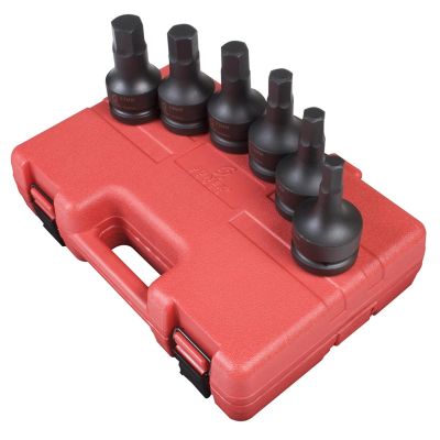 SUN5607 image(0) - SUNEX 6PC 1" DR METRIC IMPACT HEX DRIVER IMPACT SET