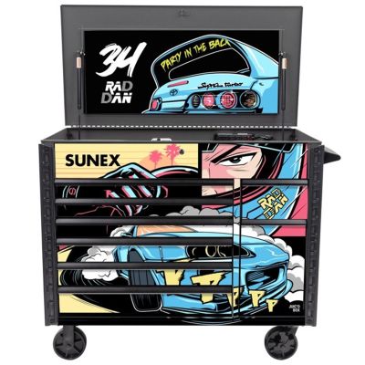 SUN8065PCGRYRADDAN image(0) - SUNEX TOOLS 50-inch Gray 7 Drawer Power Cart - Rad Dan