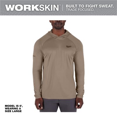 MLWM550N-2X image(0) - Milwaukee Tool WORKSKIN Hooded Sun Shirt- Sandstone -2X
