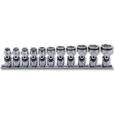 KKNRS2441M-11 image(0) - Ko-ken USA 1/4 Sq. Dr. Universal NUT GRIP Socket Set, 5mm-15mm - 11 pieces
