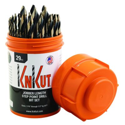 KNK29KK10DB image(0) - KnKut 29 Piece Drill Buddy Jobber Length Step Point Drill Bit Set 1/16-inch -1/2-inch by 64ths