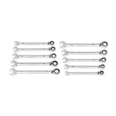 KDT86658 image(0) - GearWrench 10 Piece 90-Tooth 12 Point SAE Reversible Ratcheting Wrench Set