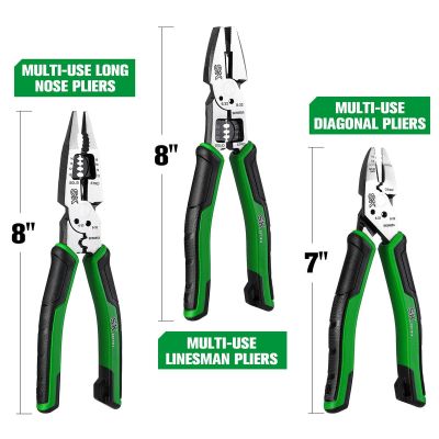 SKTSK01457 image(1) - S K Hand Tools 3 Piece Dual-Material Handle Multi-Use Pliers Set.  Packaged in EVA Foam tray