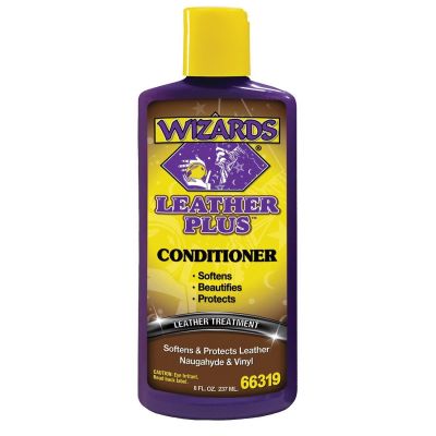 WZP66319 image(0) - Wizards Products Leather Plus 66319 Leather Conditioner, 8 oz Bottle, Off-White to Yellow, Viscous Liquid