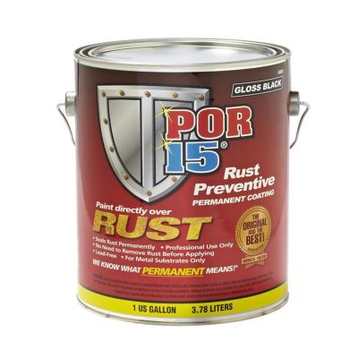 POI45001 image(0) - POR-15 INC 45001 High Performance Rust Preventive Coating, 1 gal Can, Gloss Black, 250 to 450 sq-ft/gal Coverage