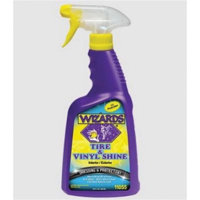 WZP11055 image(0) - Wizards Products Tire and Vinyl Shine 11055 Dressing and Protectant, 22 oz Trigger Spray Bottle, White, Liquid