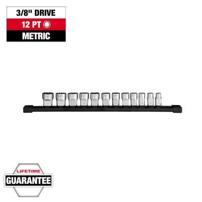 MLW48-22-9520 image(0) - Milwaukee Tool 12pc 3/8 inch Drive 12-Point Metric Socket Set