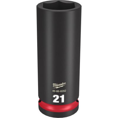 MLW49-66-6282 image(1) - Milwaukee Tool SHOCKWAVE Impact Duty  1/2"Drive 21MM Deep 6 Point Socket