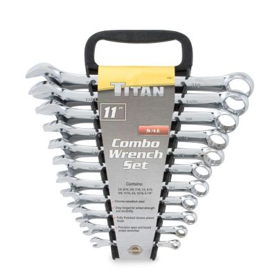 TIT17311 image(0) - Titan 11 pc. 12 pt. Full Polished SAE Combination Wrench Set