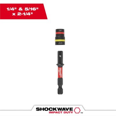 MLW49-66-4542 image(0) - Milwaukee Tool SHOCKWAVE Impact Duty 1/4&rdquo; and 5/16&rdquo; x 2-1/4&rdquo; QUIK-CLEAR 2-in-1 Magnetic Nut Driver