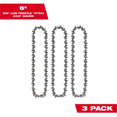 MLW49-16-2817 image(0) - Milwaukee Tool 8 Inch Pruning Saw Chain 3Pk