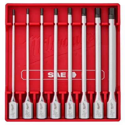 MLW48-22-9546 image(0) - Milwaukee Tool 3/8 inches Drive Long Hex Bit Socket Set - SAE - 8 Piece