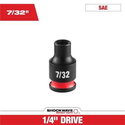 MLW49-66-6001 image(0) - Milwaukee Tool SHOCKWAVE&trade; Impact Duty 1/4" Drive 7/32" Standard 6 Point Socket