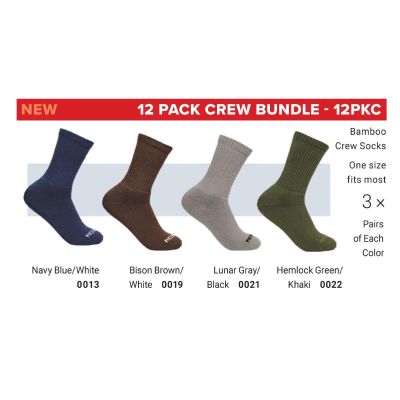 RDB12PKC image(0) - Redback Boots USA 12 pair Variety Crew Sock Bundle