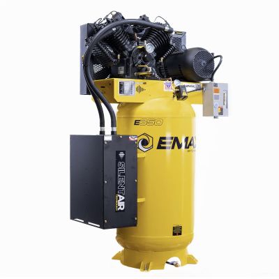EMXES10V080V1K image(0) - EMAX Compressor  EMAX Silent Air 10HP 80-Gal Air Compressor &hyphen; 38CFM, Two-Stage, 4-Cylinder , Pressure Lube, Includes Maintenance Kit