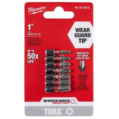 MLW48-32-4615 image(0) - Milwaukee Tool SHOCKWAVE Torx 1&rdquo; Insert Bit Set - 7PC