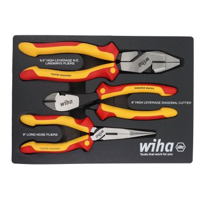 WIH32960 image(0) - WIHA Tools Set Includes - Long Nose 8.0” | Angled Cutters 8.0” | NE Style Lineman�s 9.5"