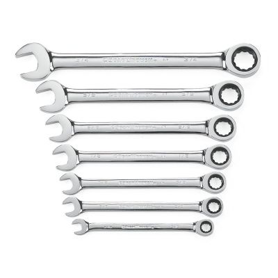 KDT9317 image(1) - GearWrench 7 Piece 72-Tooth 12 Point Ratcheting Combination SAE Wrench Set