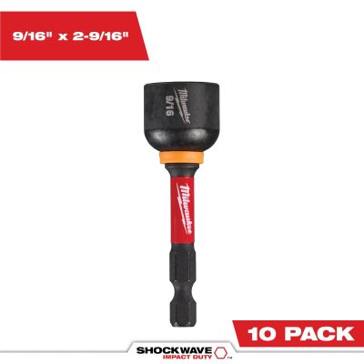 MLW49-66-4738 image(0) - Milwaukee Tool SHOCKWAVE Impact Duty 9/16&rdquo; x 2-9/16&rdquo; Magnetic Nut Driver BULK 10