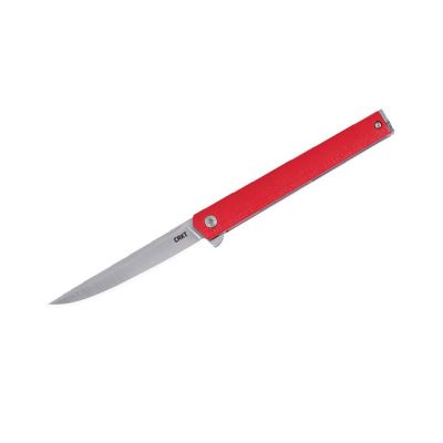 CRK7097RX image(0) - CRKT (Columbia River Knife) CEO AUS 8 Satin Plain Blade Folding Knife with Liner Lock Glass-Reinforced Nylon Handle - Silver/Red