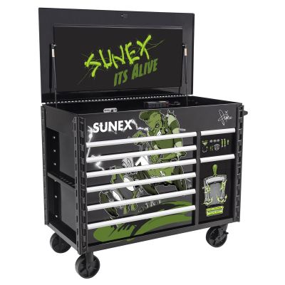 SUN8065PCBKALIVE image(0) - SUNEX 50" 7 Drawer Power Cart w /Dedicated power tool storage and Power - It's Alive