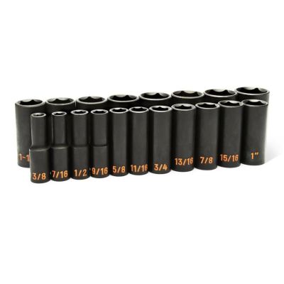 KDT84934H image(0) - GEARWRENCH 19 Piece 1/2" Drive 6 Point SAE Hi-Viz Deep Impact Socket Set