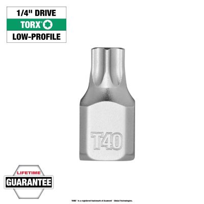 MLW45-34-1111 image(0) - Milwaukee Tool 1/4 Inch Drive T40 Low-Profile TORX Bit Socket