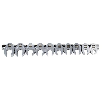 KTI27300 image(0) - K Tool International Crowfoot Flare Nut Set Metric 10 Piece 3/8 Inch Drive