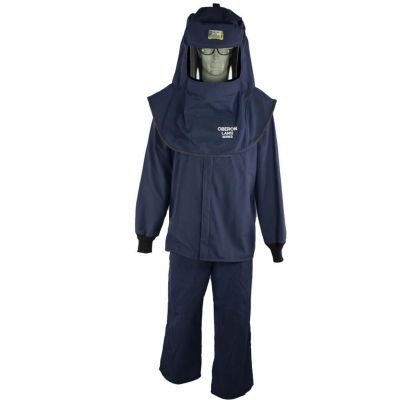 OBRLAN2STB-ES-2XL image(0) - OBERON Suit Kit - Arc Flash - 12 Cal LAN - Comes with Hood with Hard Cap, Coat and Bib Overalls - With Escape Strap - Color: Navy Blue - Size: 2XL