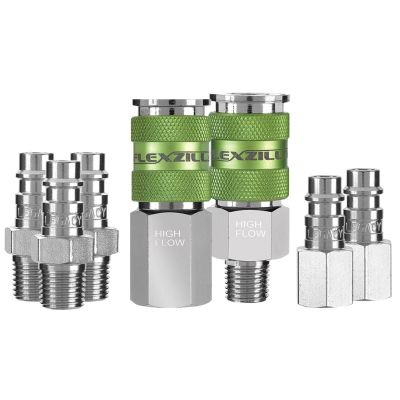 LEGA53457FZ image(0) - Legacy Manufacturing Flexzilla Pro High Flow Coupler and Plug Kit, 7-Piece, 1/4" Body, 1/4" NPT