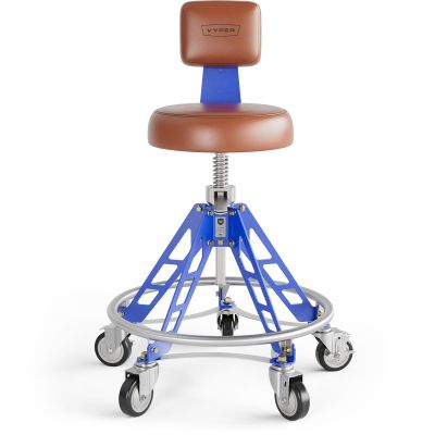 VYPESM-BR-BL-QH image(0) - Vyper Industrial 400 lb Capacity Elevated Steel Max Quick Height Shop Chair - Brown/Blue