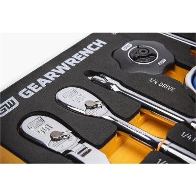 KDT86520 image(1) - GearWrench 18 Piece 1/4" 90-Tooth Ratchet & Drive Tool Set with Foam Storage Tray