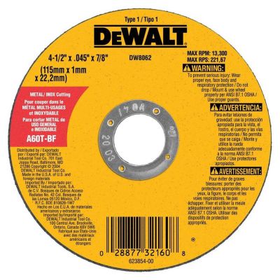 DWTDW8062 image(1) - DeWalt 4 1/2 CUT OFF WHEEL