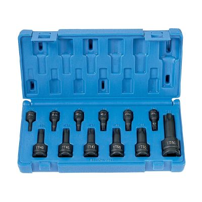 GRE1235TT image(0) - Grey Pneumatic 12 Piece 1/4"-3/8"-1/2" Tamper-Proof Star Driver Set